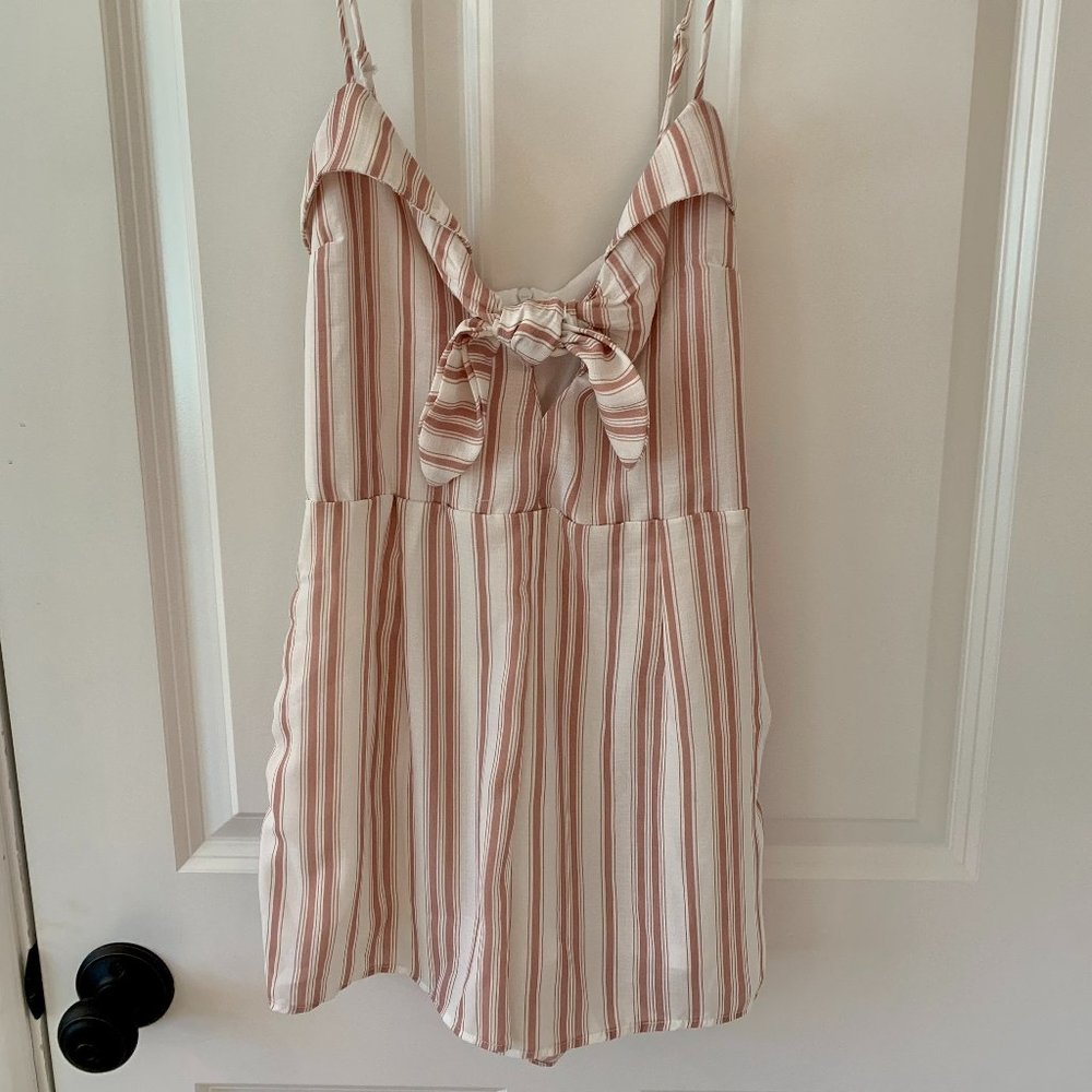 Boutique romper SAGE rose and white stripe